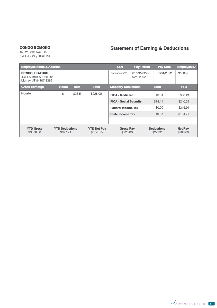 Download Congo Bomoko statement of earning & deductions template in Word and PDF formats.pdf, 1 Photoshop template